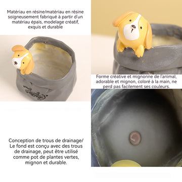 Ornements 8,5x7,5x7cm porte-stylos en céramique avec motif animalier pour la décoration de pots de fleurs petits objets decoratifs